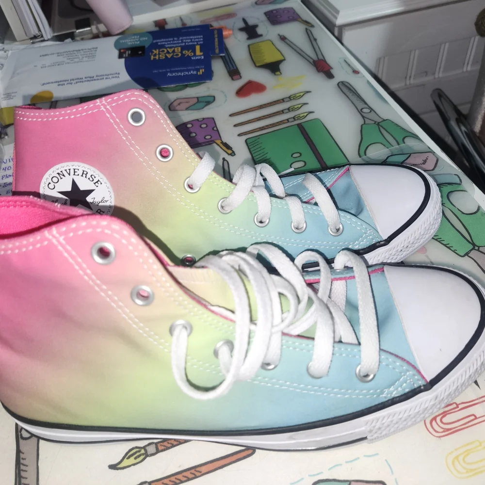 Converse High Top Sneakers - Pastel Pink, Green & Blue Ombre - Picture 2 of 5